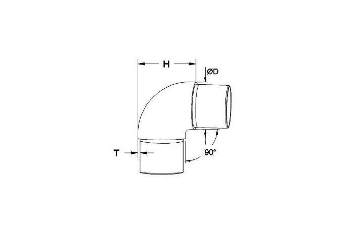 Kolano 90º wklejane w rurę Ø 42,4x2 mm poler