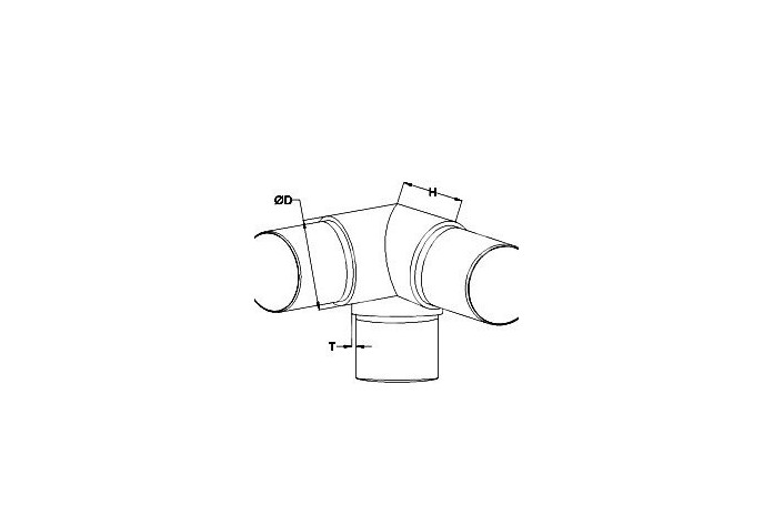 Kolano trójnik narożny wklejane w rurę Ø 42,4x2 mm szlif