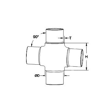 Kolano czwórnik wklejane w rurę Ø 42,4x2 mm szlif