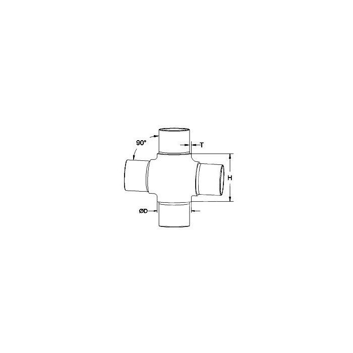 Kolano czwórnik wklejane w rurę Ø 42,4x2 mm szlif