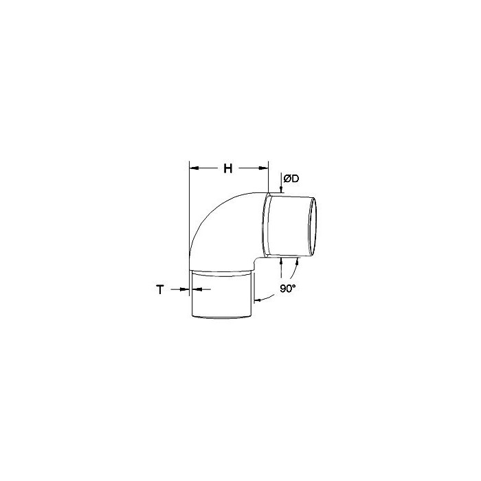 Kolano 90º wklejane w rurę Ø 50,8x1,5 mm poler