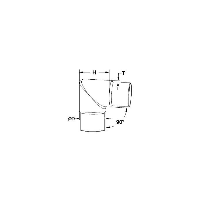 Kolano 90º wklejane w rurę Ø 42,4x2 mm ostre poler
