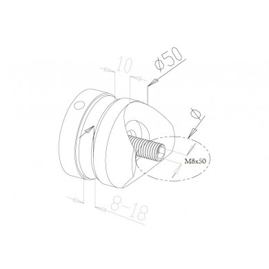 Uchwyt punktowy Ø 50/10 mm do rury Ø 42,4 mm szlif