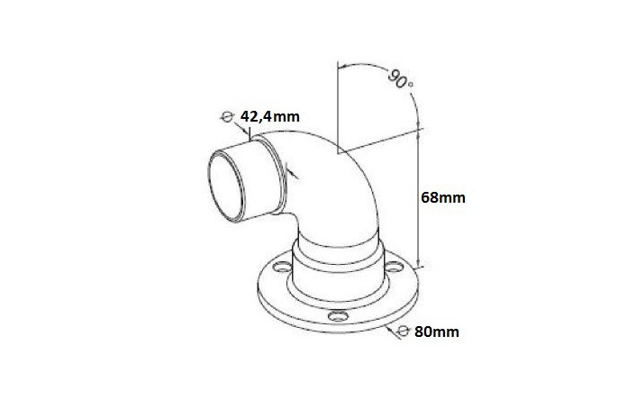 Mocowanie boczne słupka dla rury Ø 42,4 mm szlif