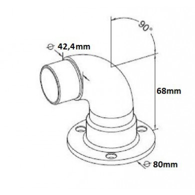 Mocowanie boczne słupka dla rury Ø 42,4 mm szlif