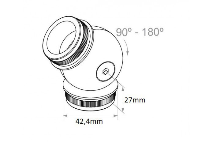 Kolano przegubowe kulowe wbijane w rurę Ø 42,4x2 mm szlif