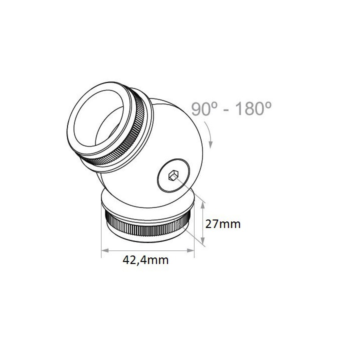 Kolano przegubowe kulowe wbijane w rurę Ø 42,4x2 mm szlif
