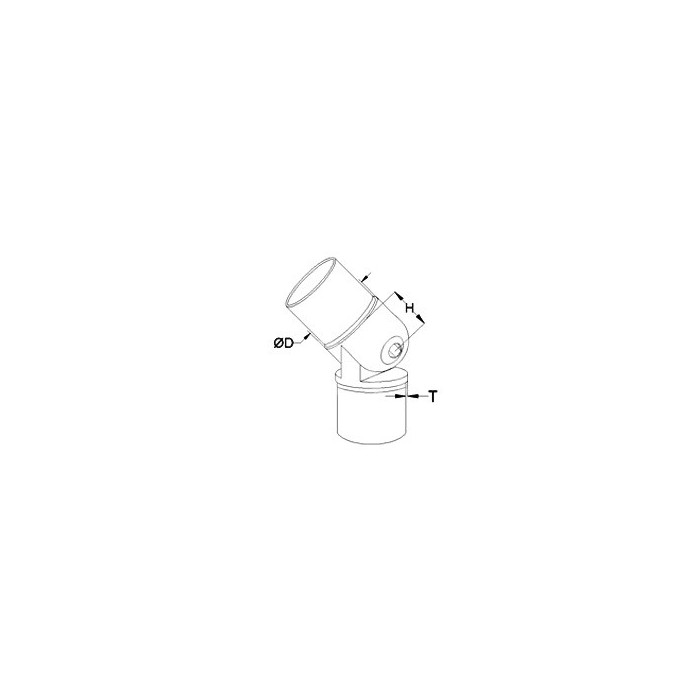 Kolano przegubowe, regulowane wklejane w rurę Ø 16x1,5 mm szlif