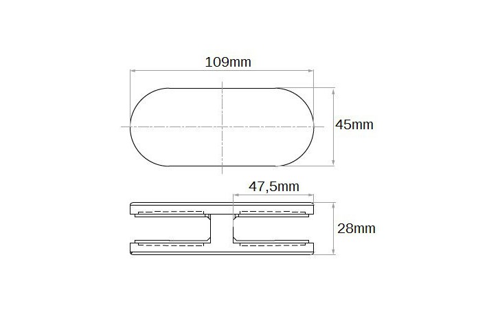 Uchwyt do szkła 45x109 mm łączący szlif (STAL 316)