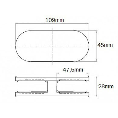 Uchwyt do szkła 45x109 mm łączący szlif (STAL 316)