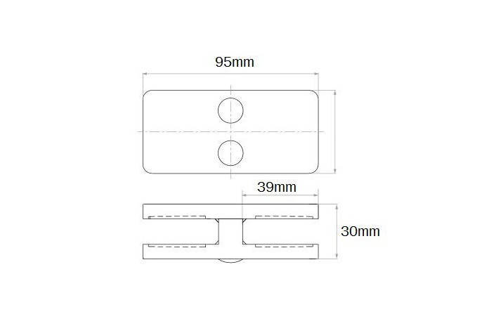 Uchwyt do szkła 45x95 mm łączący szlif (STAL 304)