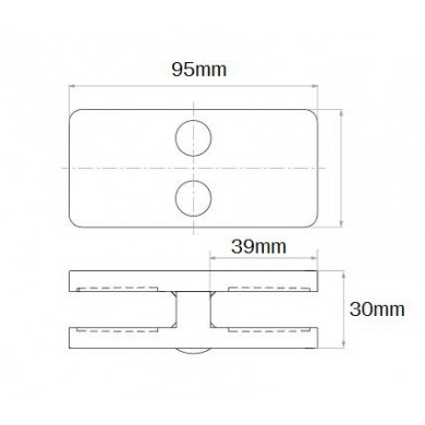 Uchwyt do szkła 45x95 mm łączący szlif (STAL 304)