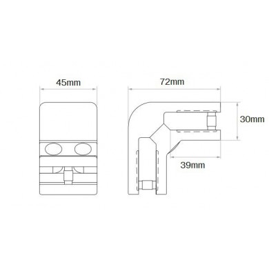 Uchwyt do szkła 45x72x72 mm łączący szlif (STAL 304)