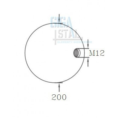 Kula Ø 200 mm z gwintem M12 szlif
