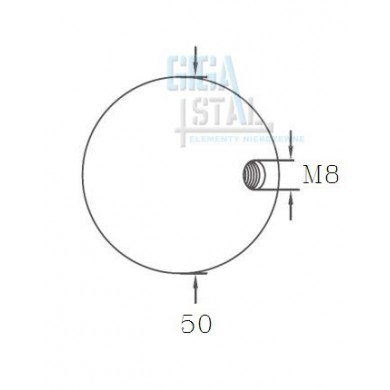 Kula Ø 50 mm z gwintem M8 poler