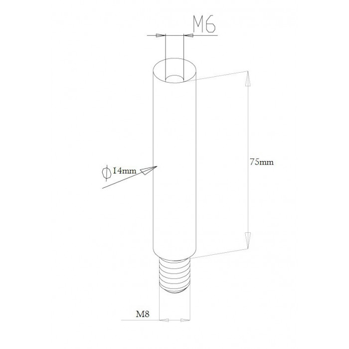 Podpora poręczy/pręt Ø 14x75 mm gwint M6/M8 stała poler